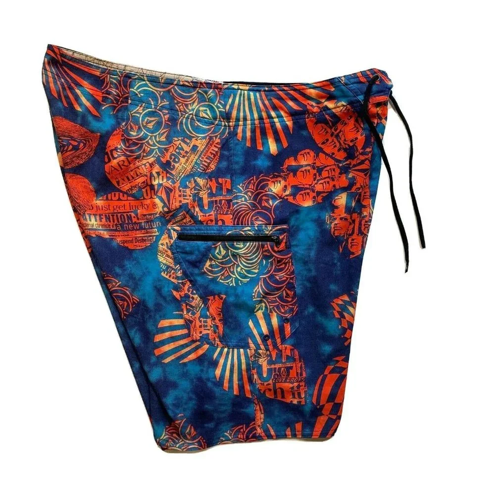 Volcom Lido Weedo Board Shorts Swim Trunks Mens 40 Stretch Floral Print Colorful